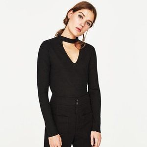 Zara Choker Neck Top Large size Black